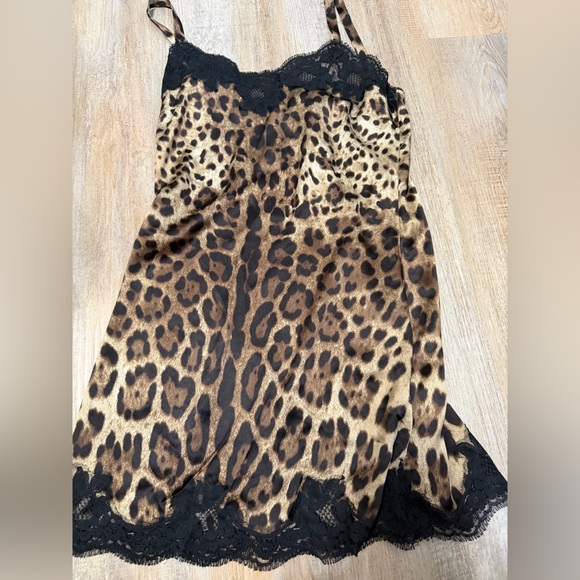 Dolce&Gabbana Leopard print stretch satin & lace slip dress - Picture 5 of 10
